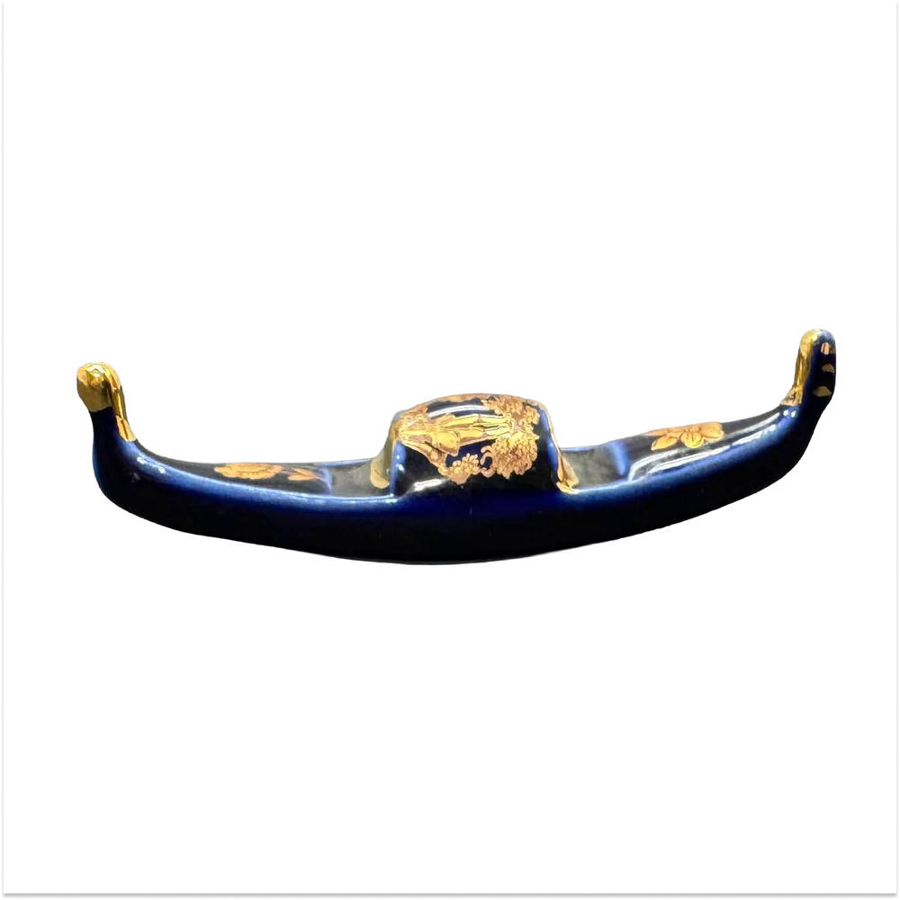 Vintage Limoges France Porcelain Miniature Gondola Figurine Blue Gold Venetian